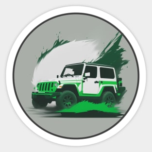 Jeep Vehicle White Green Design Sticker